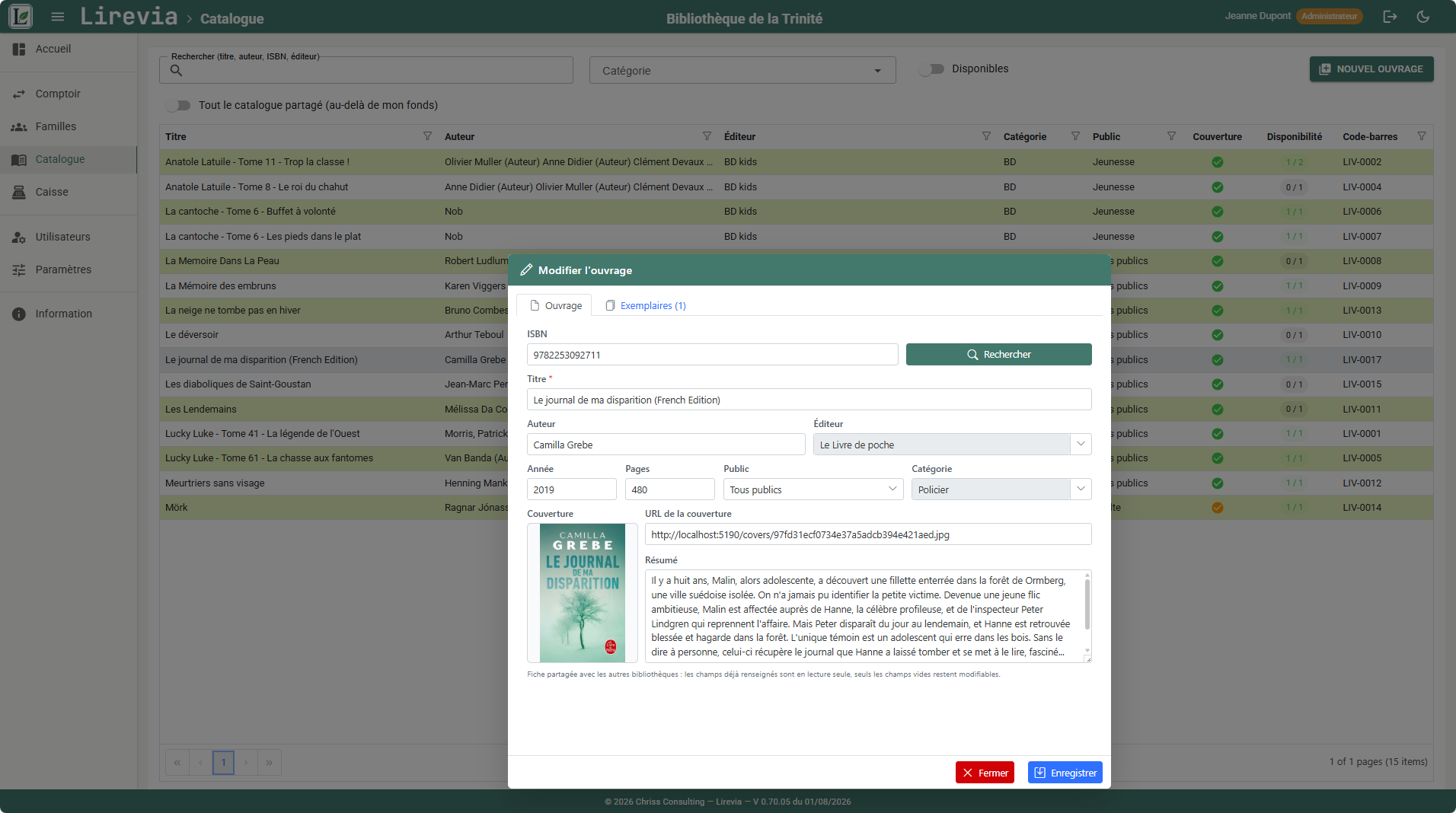 Le catalogue et ses exemplaires
